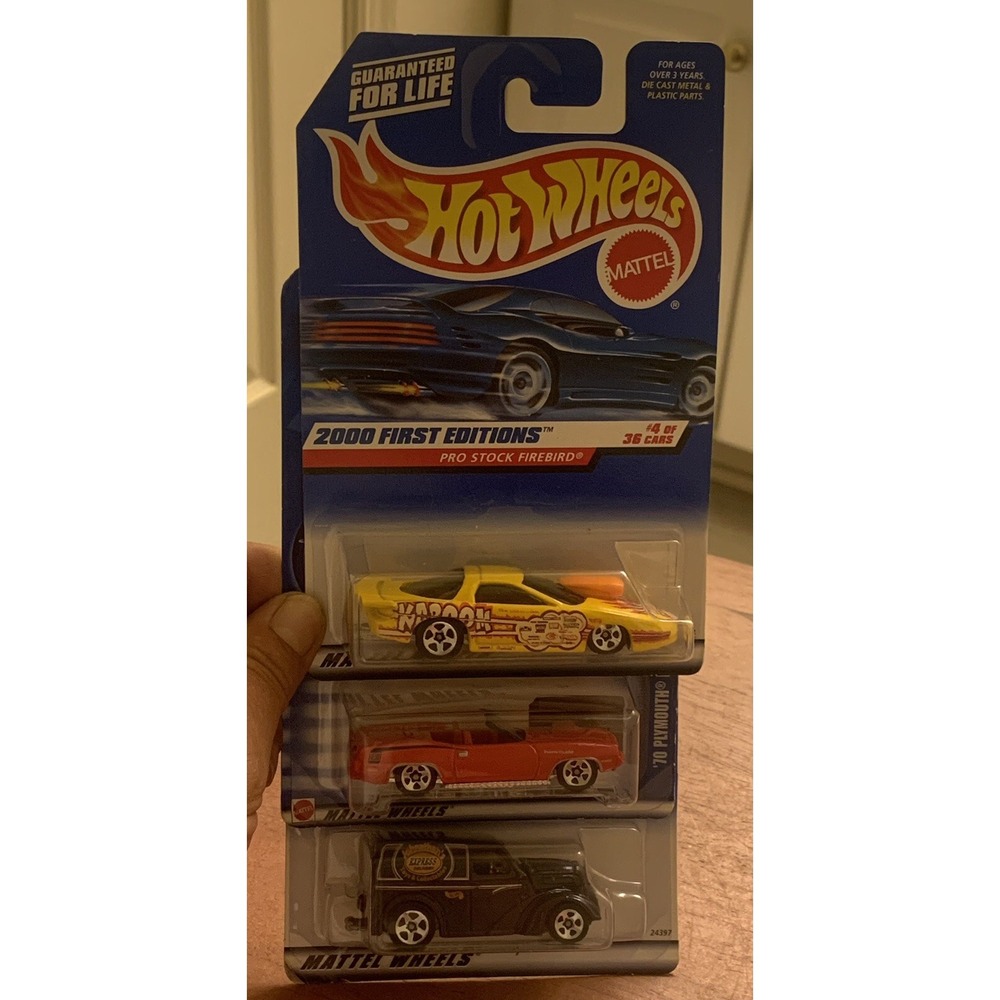Lot Of 3 HOT WHEELS 70 Barracuda 173, Pro Stock Firebird 4 & Anglia Panel Truck‎